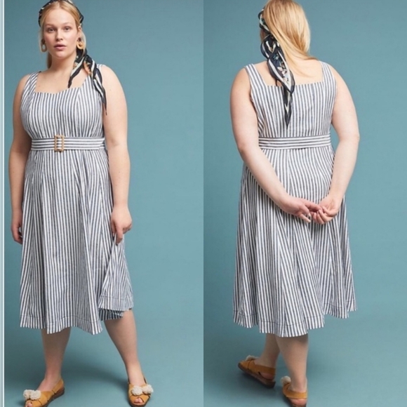 Anthropologie Maeve Fowler Striped Midi Dress - Picture 1 of 11